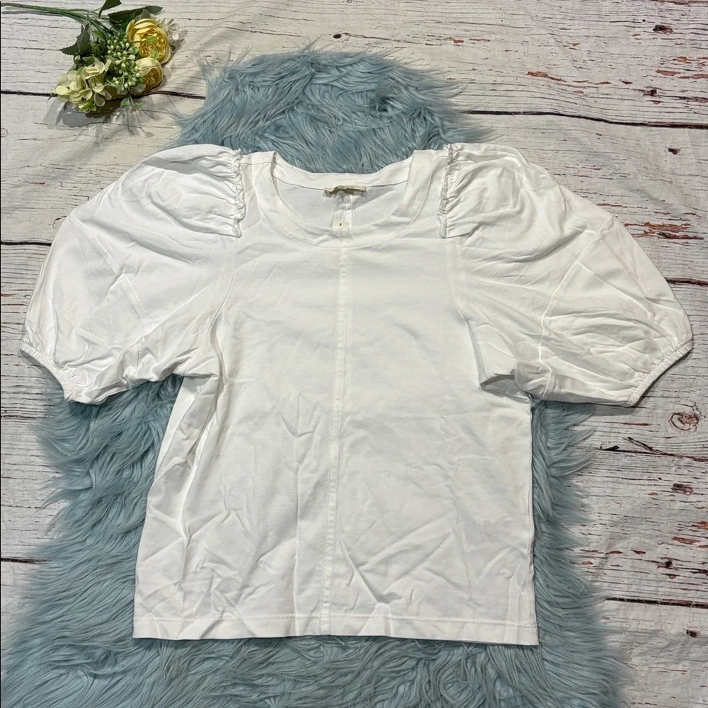 NWT Madewell White Crewneck Puff-Sleeve Tee